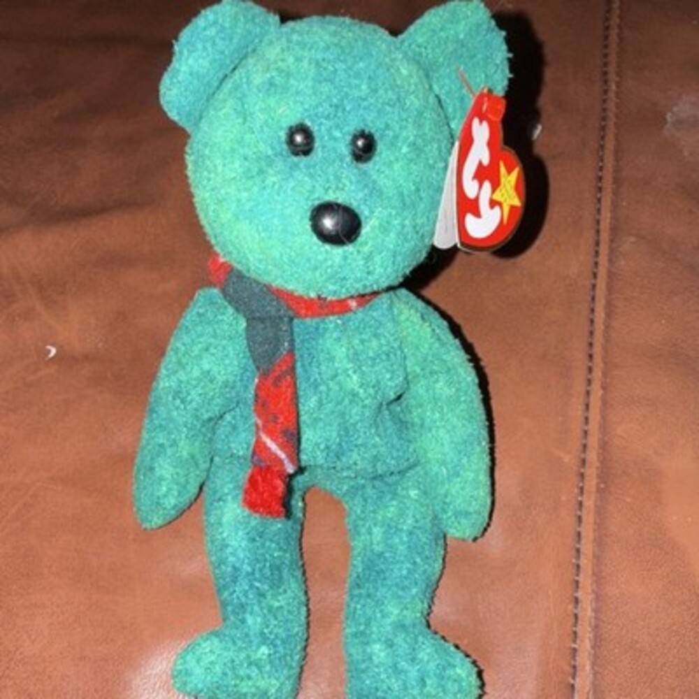 Ty Beanie Babies Original Wallace Green Bear Plush Beanbag 1999 Ages 3+